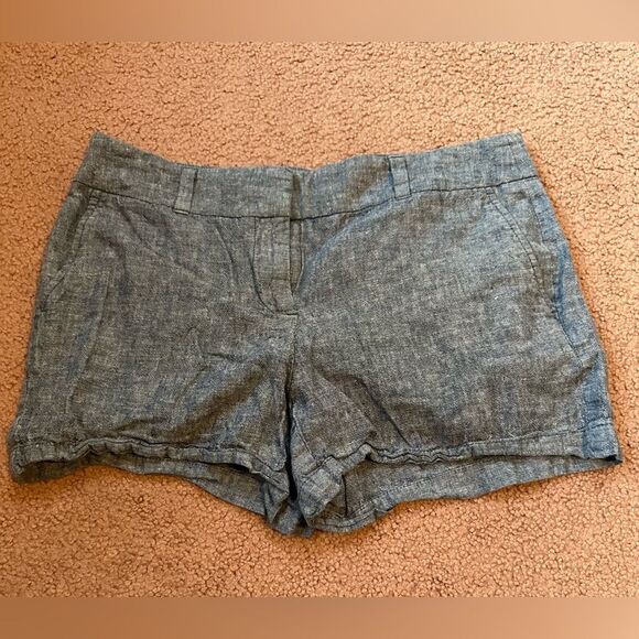 loft size 6 linen cotton blend 4” short blue - Picture 1 of 5